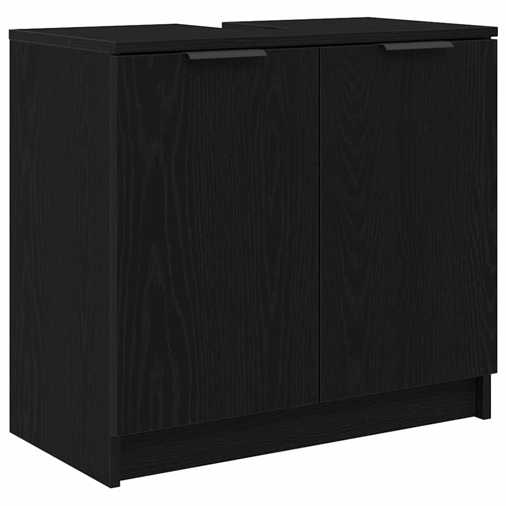 Bathroom Cabinet Set with Shelf 3 pcs Black Oak Engineered Wood