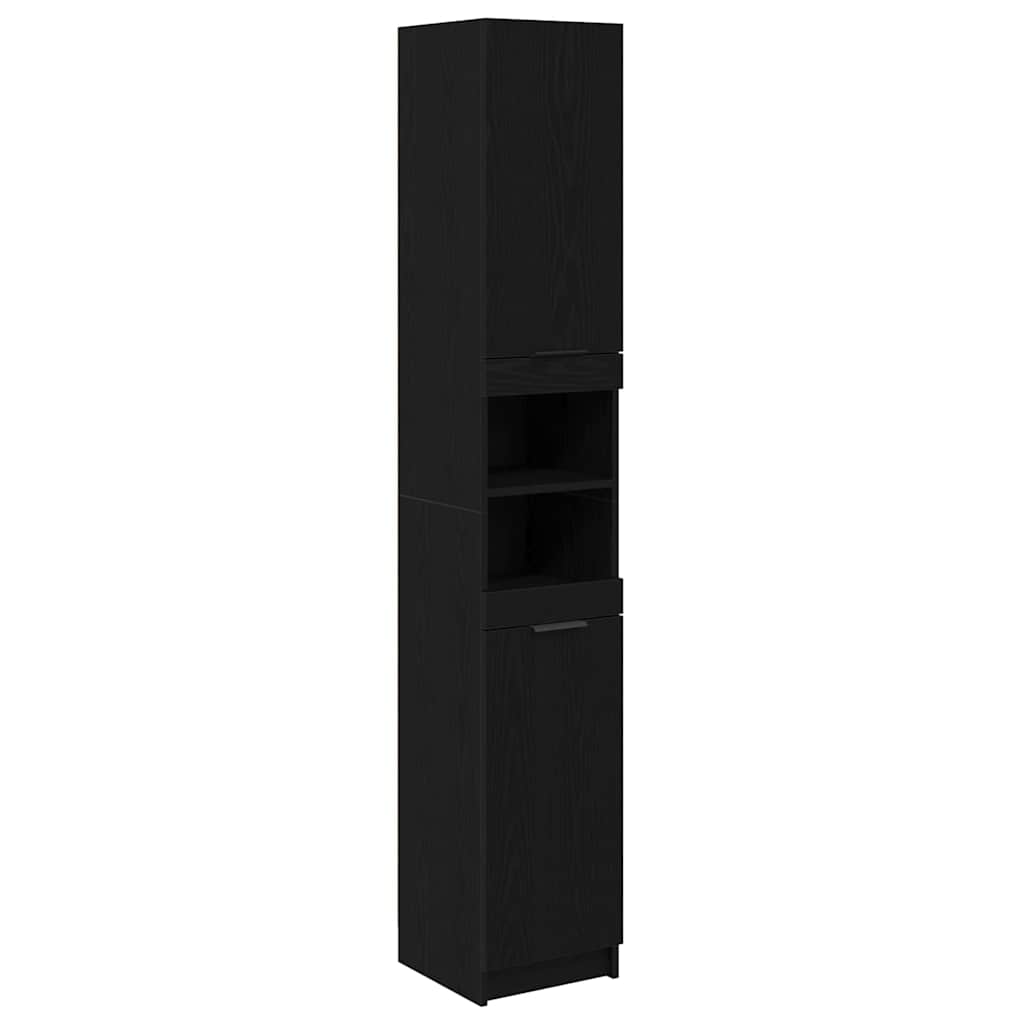 Bathroom Cabinet Set with Shelf 3 pcs Black Oak Engineered Wood