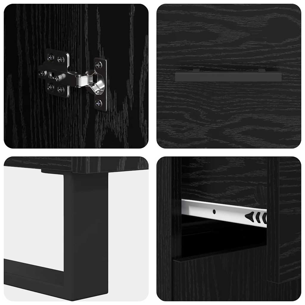 Highboard Black Oak 69.5 x 34 x 180 cm Engineered Wood