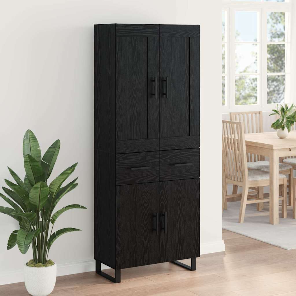 Highboard Black Oak 69.5 x 34 x 180 cm Engineered Wood