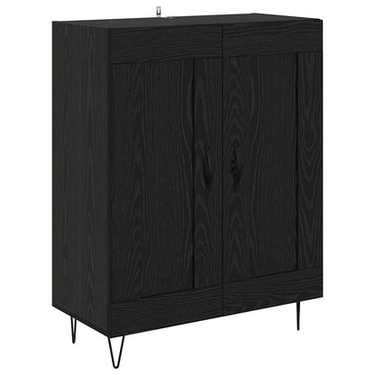 Highboard 2 pcs Black Oak Engineered Wood and Glass