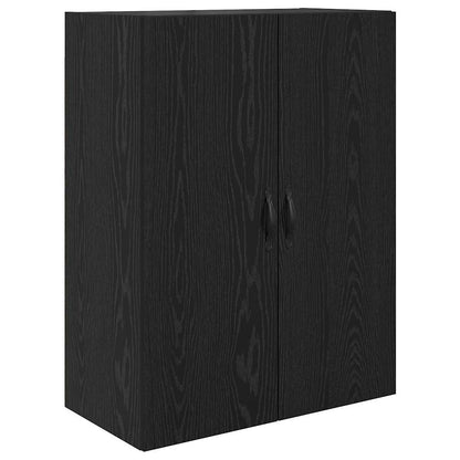 Highboard 2 pcs Black Oak Engineered Wood and Glass