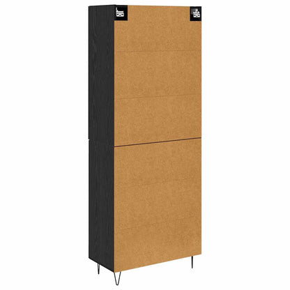 Highboard 2 pcs Black Oak Engineered Wood and Glass