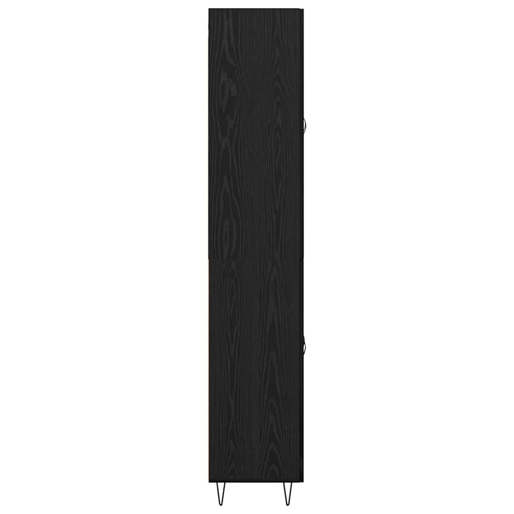 Highboard 2 pcs Black Oak Engineered Wood and Glass