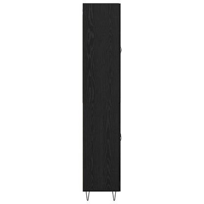 Highboard 2 pcs Black Oak Engineered Wood and Glass