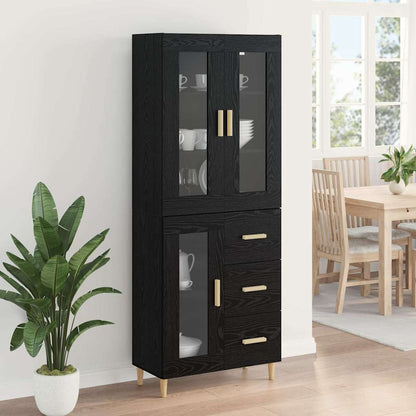 Highboard Black Oak 69.5 x 34 x 180 cm Engineered Wood