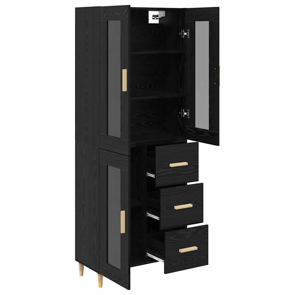Highboard Black Oak 69.5 x 34 x 180 cm Engineered Wood
