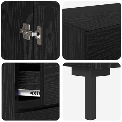 Highboard with Drawer 2 pcs Black Oak Engineered Wood