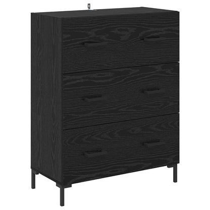 Highboard with Drawer 2 pcs Black Oak Engineered Wood