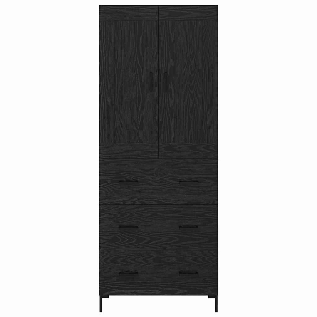 Highboard with Drawer 2 pcs Black Oak Engineered Wood