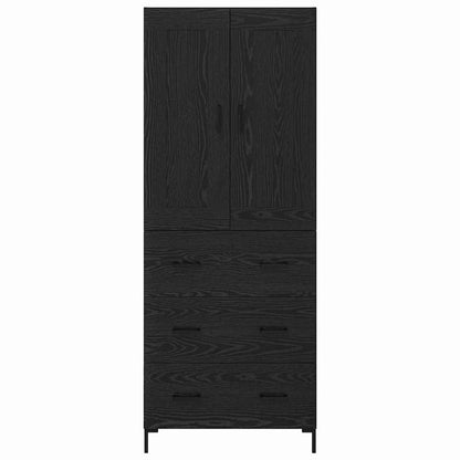 Highboard with Drawer 2 pcs Black Oak Engineered Wood