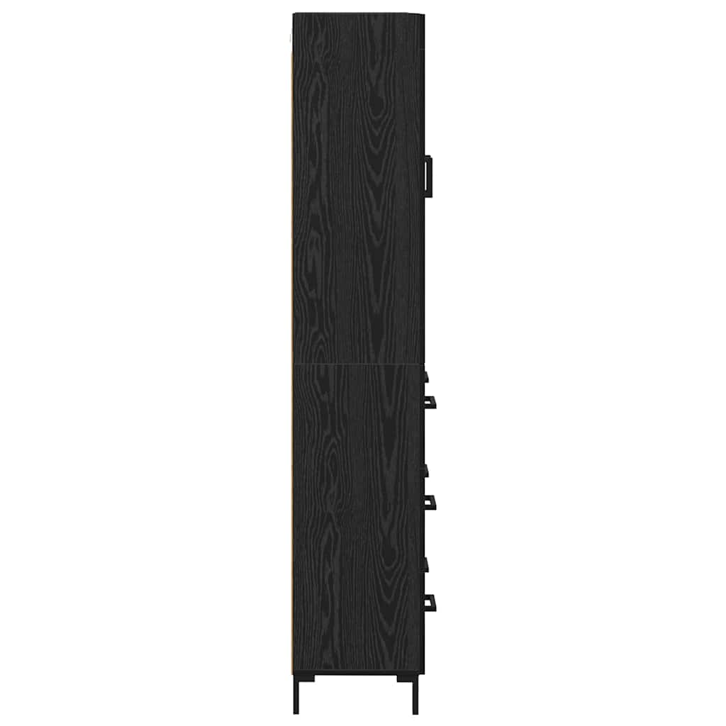 Highboard with Drawer 2 pcs Black Oak Engineered Wood