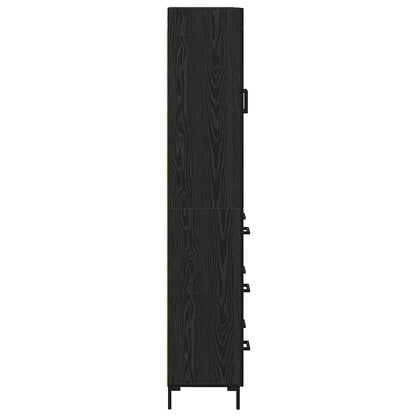 Highboard with Drawer 2 pcs Black Oak Engineered Wood