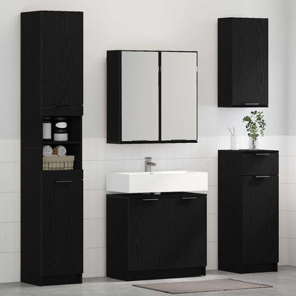 Bathroom Furniture Set 5 pcs Black Oak Engineered Wood