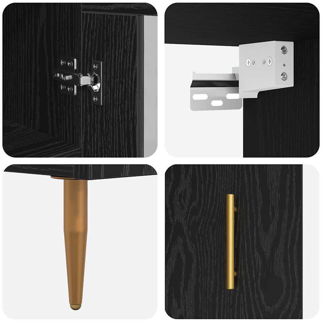 Highboard 2 pcs Black Oak Engineered Wood