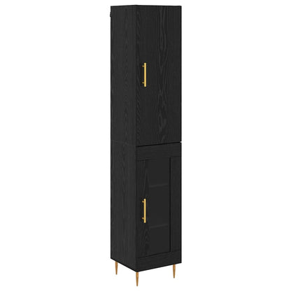 Highboard 2 pcs Black Oak Engineered Wood