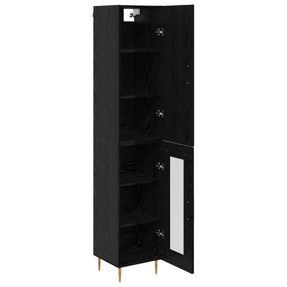 Highboard 2 pcs Black Oak Engineered Wood