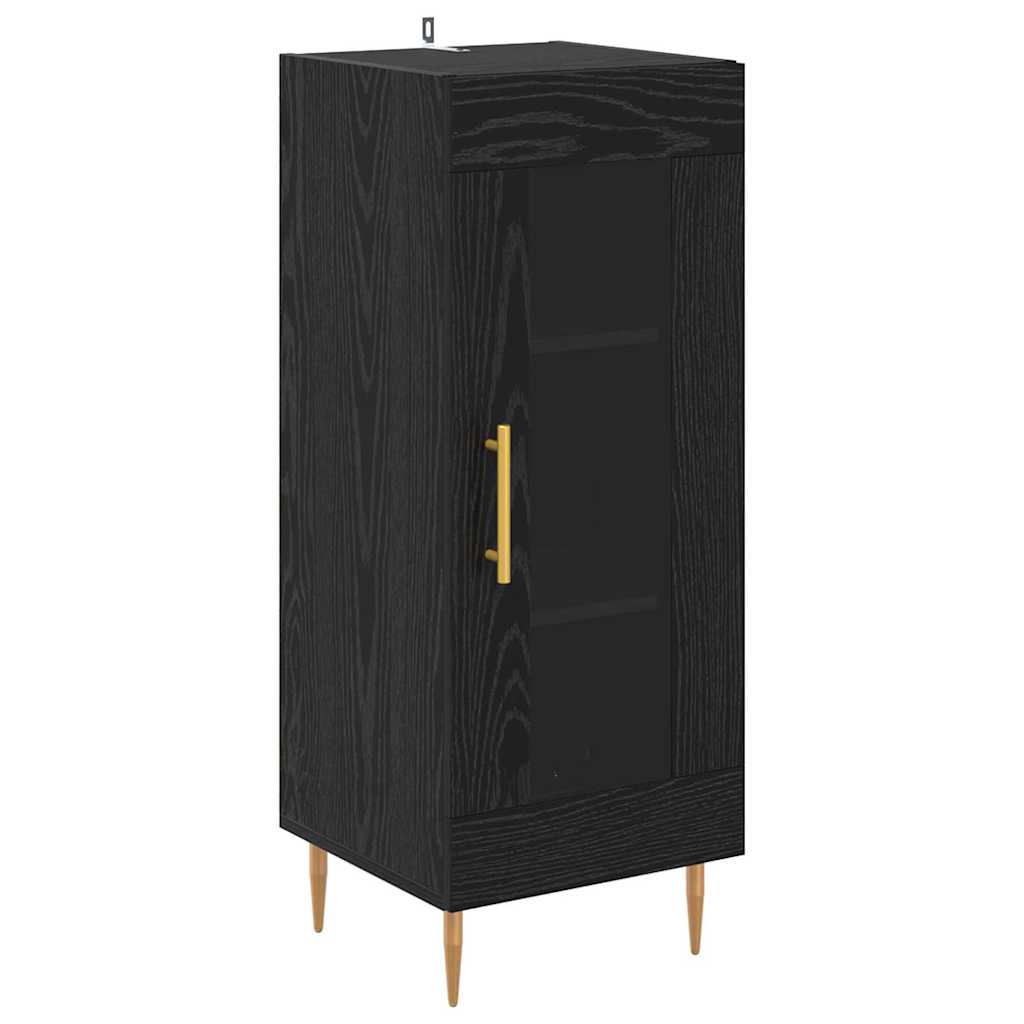 Highboard 2 pcs Black Oak Engineered Wood