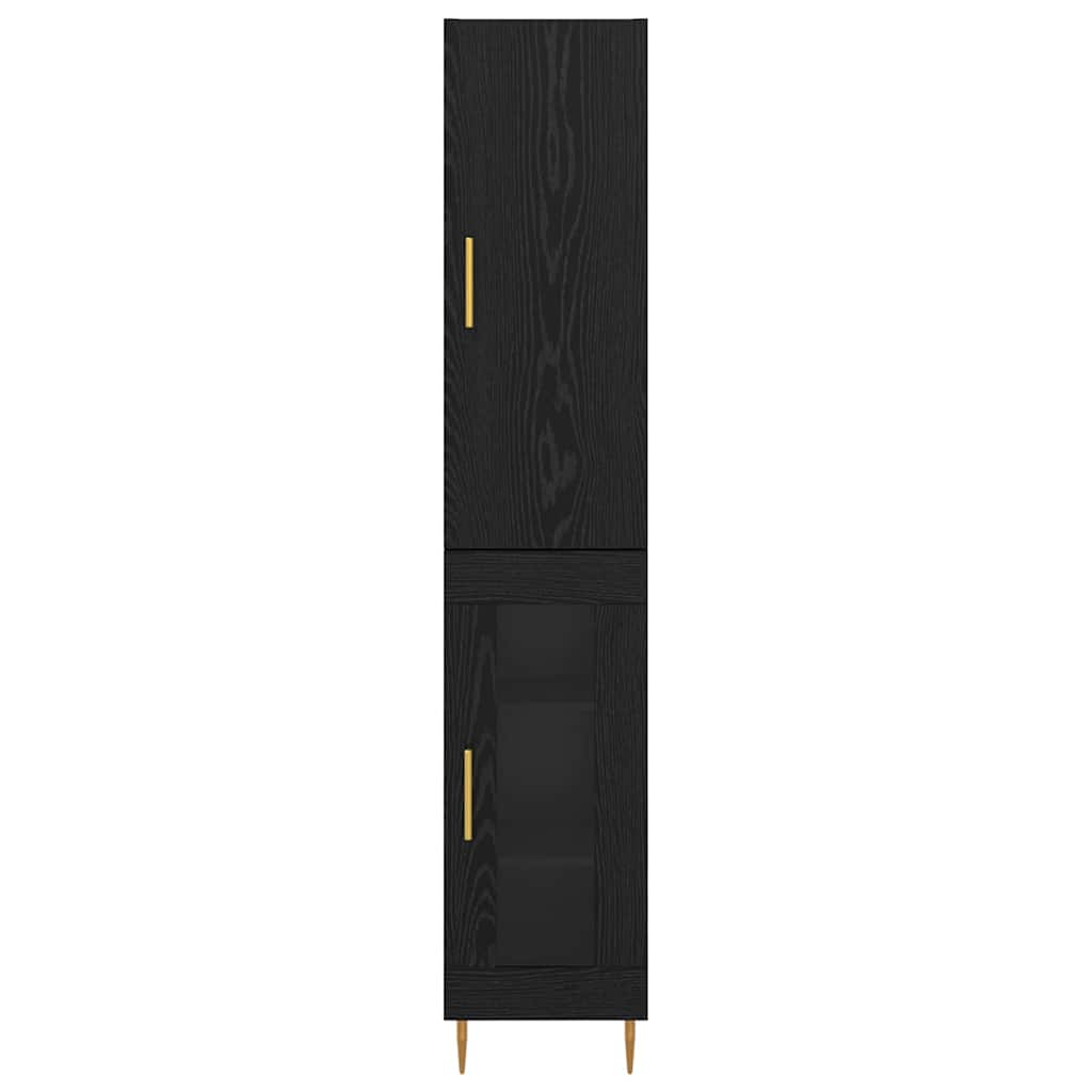 Highboard 2 pcs Black Oak Engineered Wood