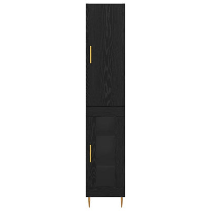 Highboard 2 pcs Black Oak Engineered Wood