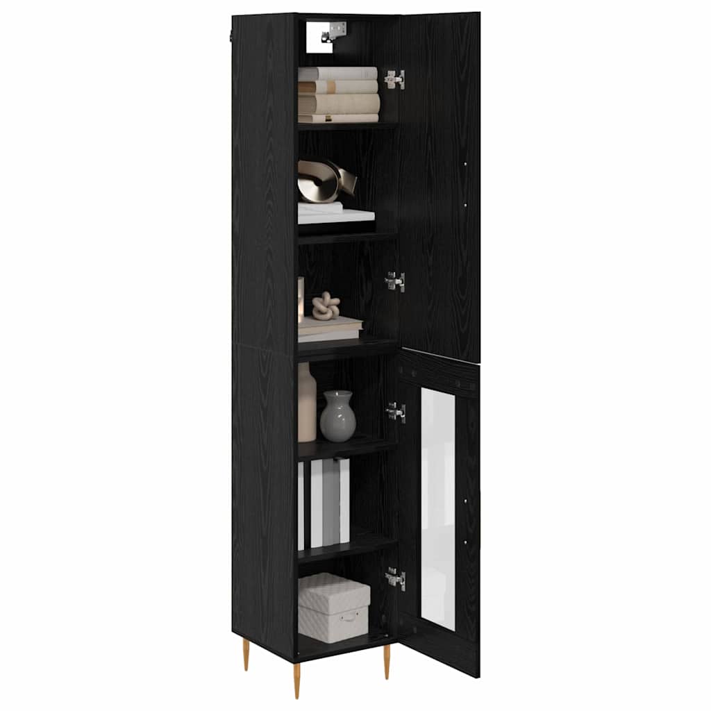 Highboard 2 pcs Black Oak Engineered Wood