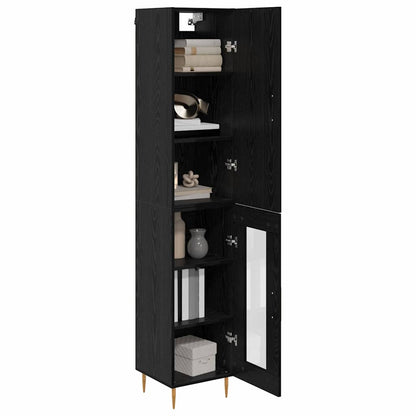 Highboard 2 pcs Black Oak Engineered Wood