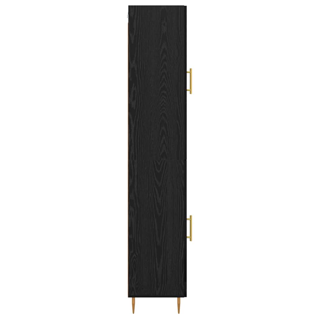 Highboard 2 pcs Black Oak Engineered Wood