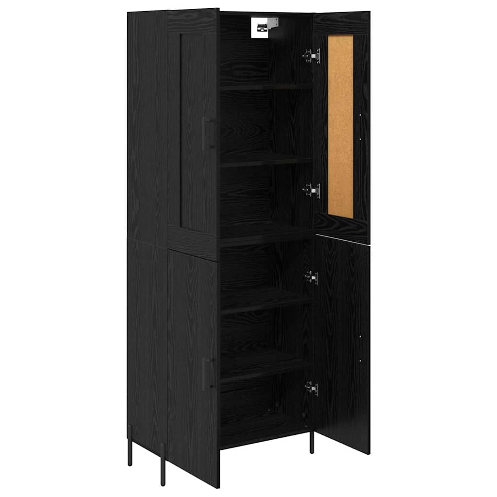 Highboard 2 pcs Black Oak Engineered Wood