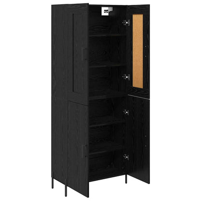 Highboard 2 pcs Black Oak Engineered Wood
