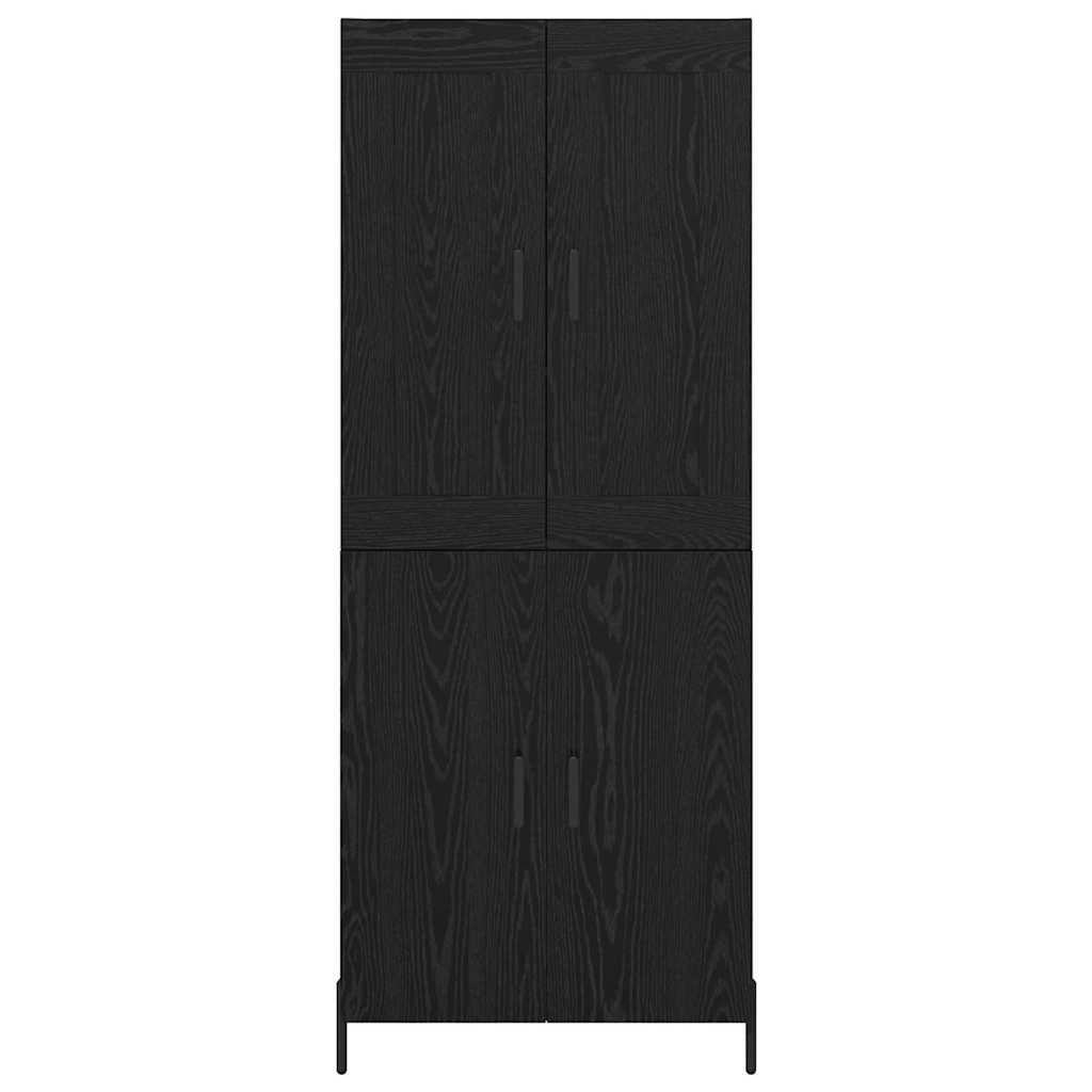 Highboard 2 pcs Black Oak Engineered Wood