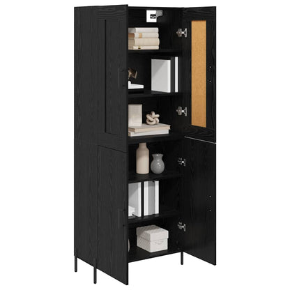 Highboard 2 pcs Black Oak Engineered Wood