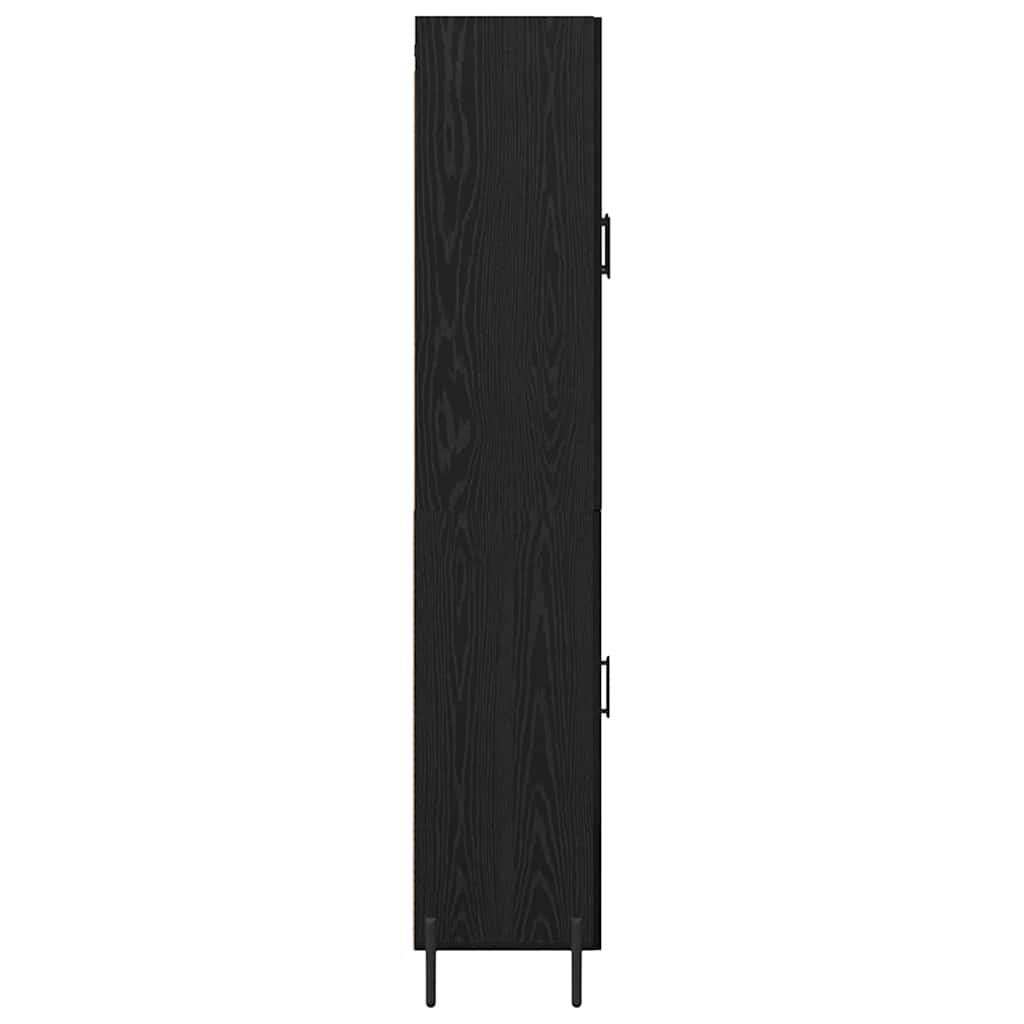 Highboard 2 pcs Black Oak Engineered Wood