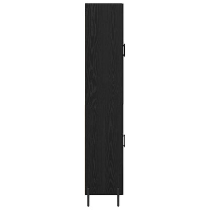 Highboard 2 pcs Black Oak Engineered Wood