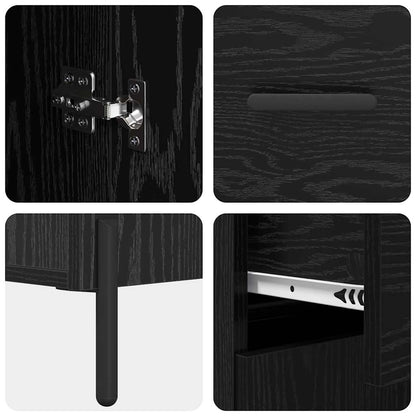 Highboard with Drawer 2 pcs Black Oak Engineered Wood