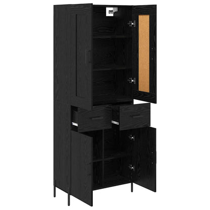 Highboard with Drawer 2 pcs Black Oak Engineered Wood
