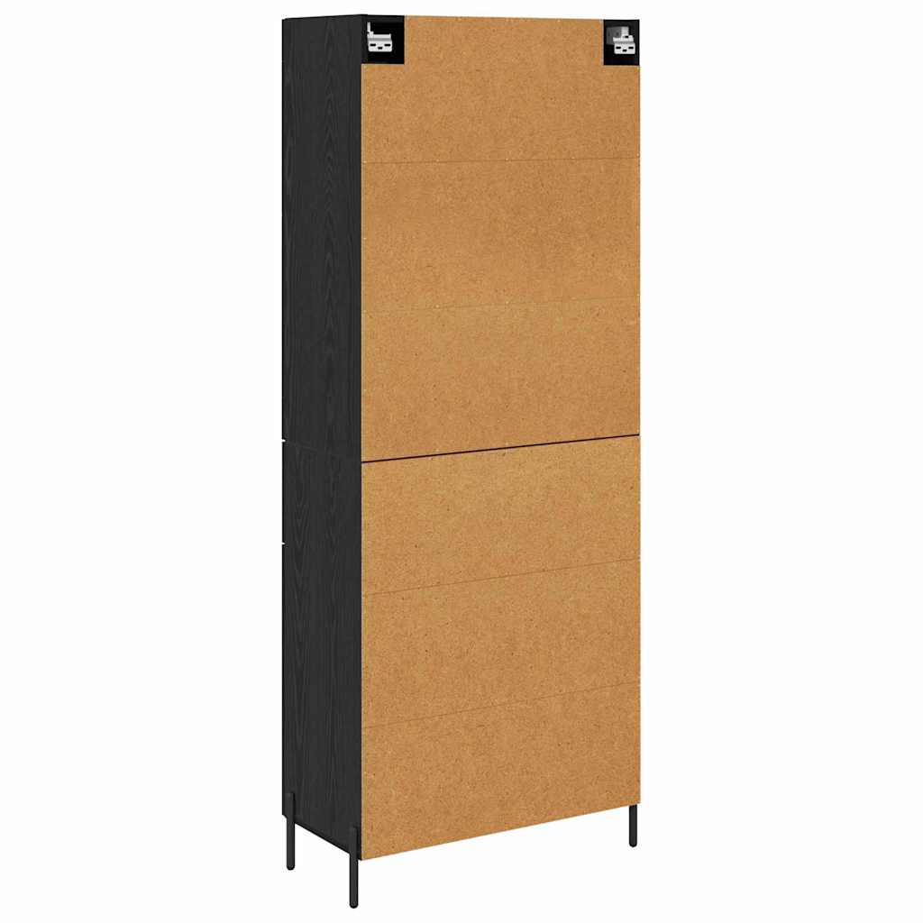Highboard with Drawer 2 pcs Black Oak Engineered Wood