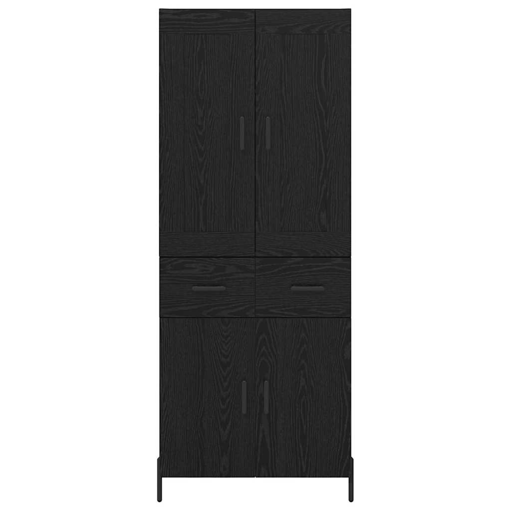 Highboard with Drawer 2 pcs Black Oak Engineered Wood