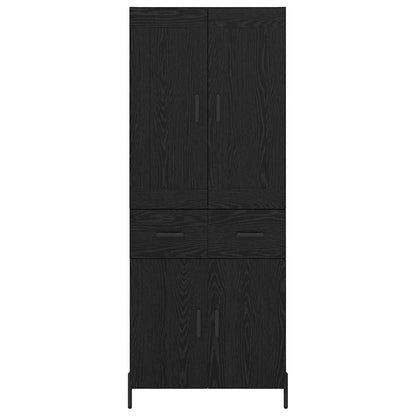 Highboard with Drawer 2 pcs Black Oak Engineered Wood