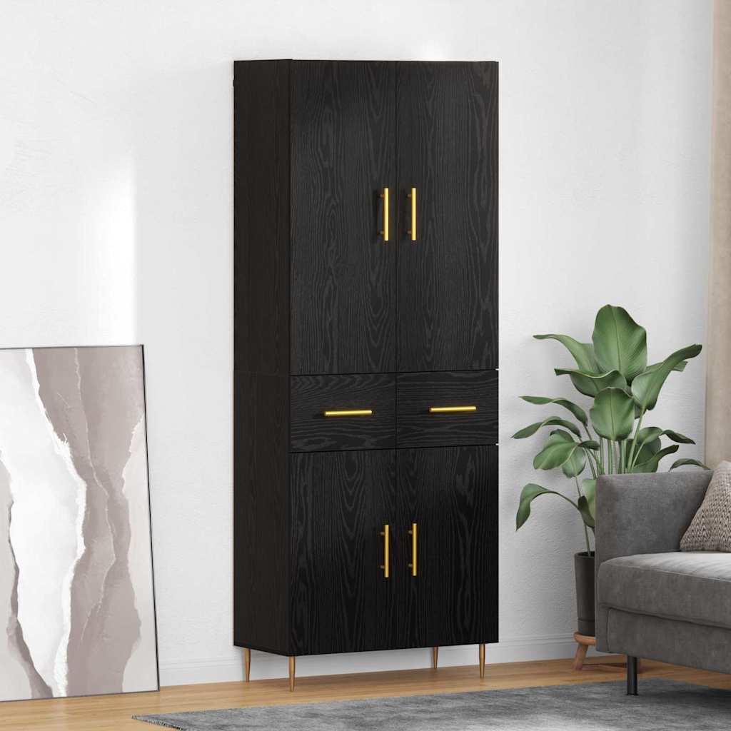 Highboard Black Oak 69.5 x 34 x 180 cm Engineered Wood