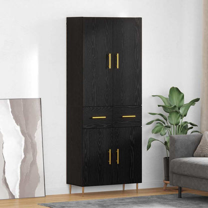 Highboard Black Oak 69.5 x 34 x 180 cm Engineered Wood