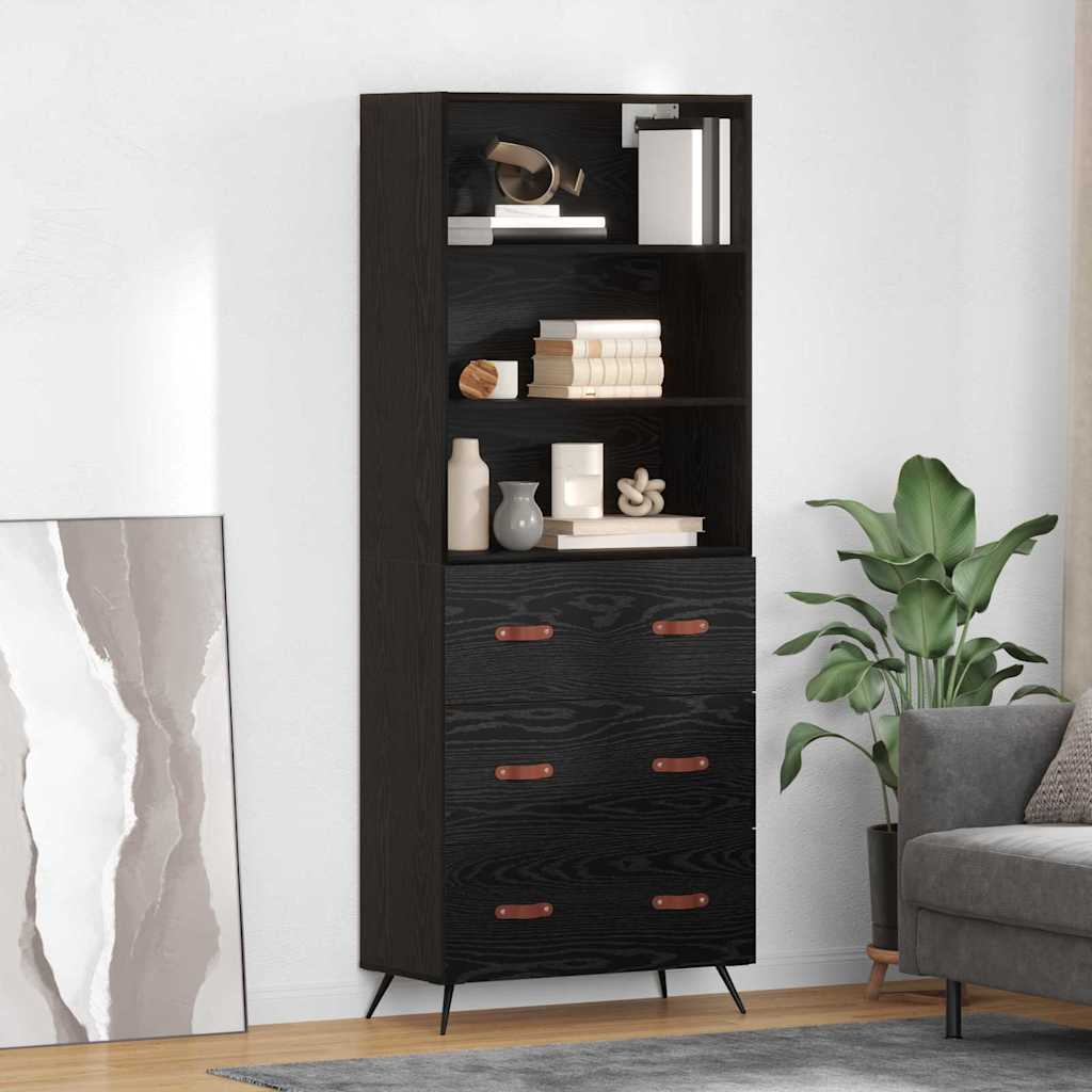 Highboard Black oak 69.5 x 34 x 180 cm Engineered Wood