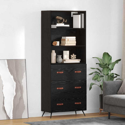 Highboard Black oak 69.5 x 34 x 180 cm Engineered Wood