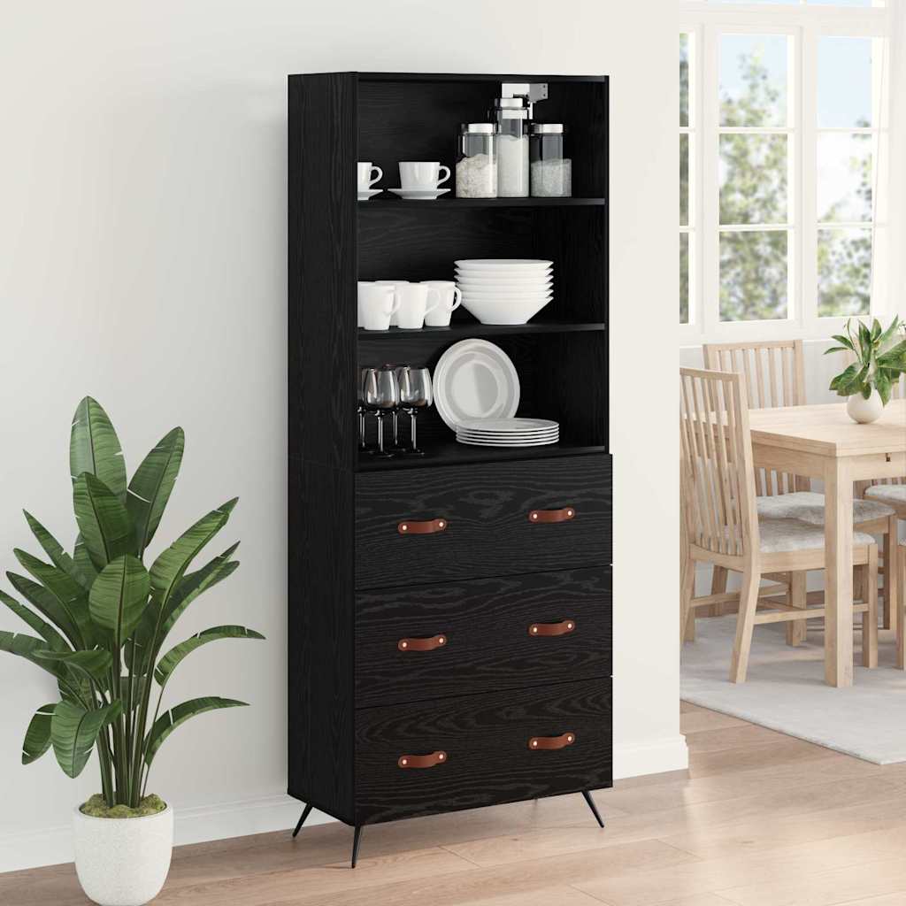 Highboard Black oak 69.5 x 34 x 180 cm Engineered Wood