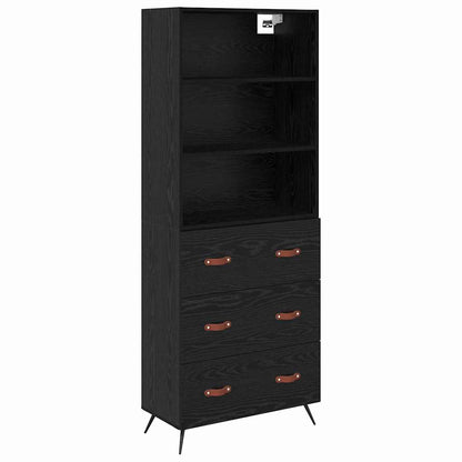 Highboard Black oak 69.5 x 34 x 180 cm Engineered Wood