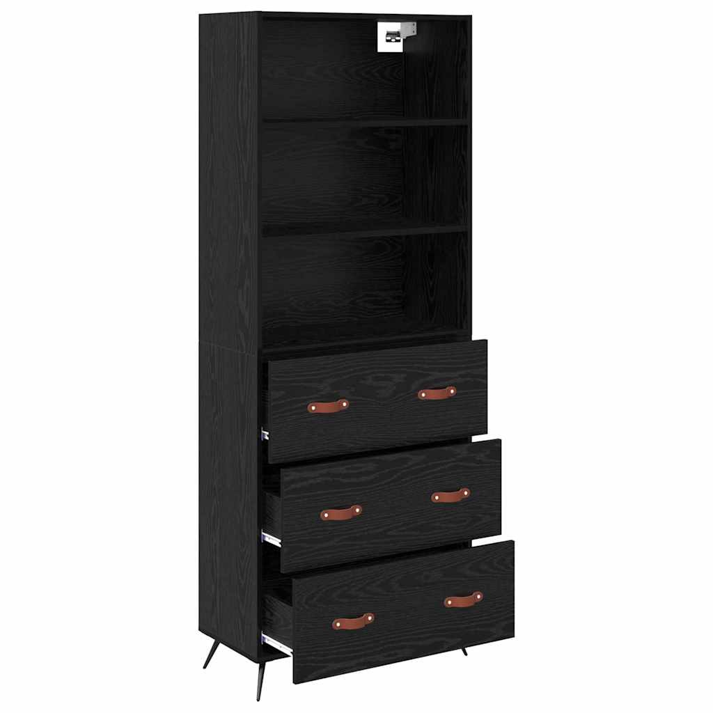 Highboard Black oak 69.5 x 34 x 180 cm Engineered Wood