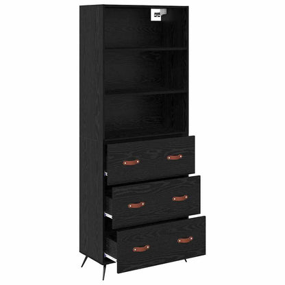 Highboard Black oak 69.5 x 34 x 180 cm Engineered Wood