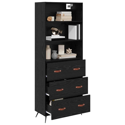 Highboard Black oak 69.5 x 34 x 180 cm Engineered Wood