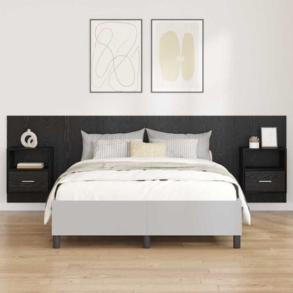 Headboard with Cabinet 3 pcs Black Oak Engineered Wood