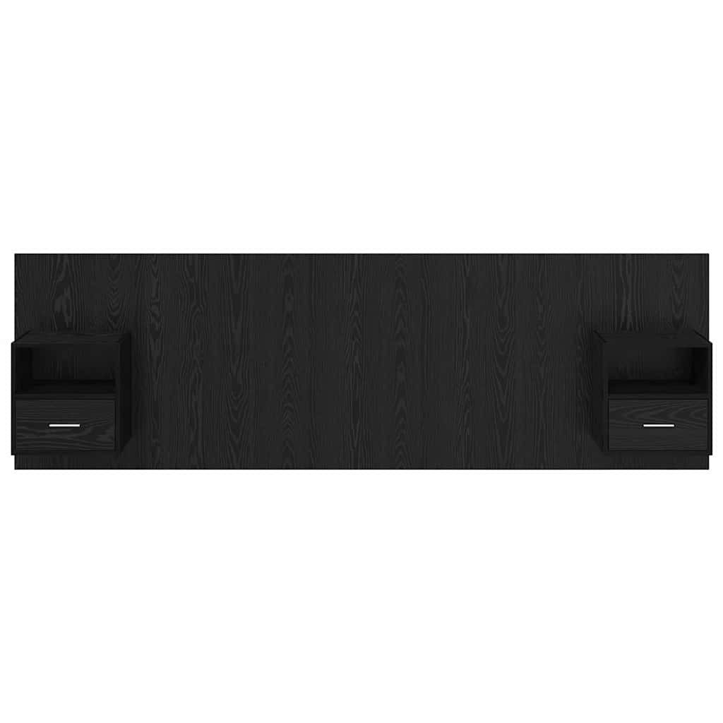 Headboard with Cabinet 3 pcs Black Oak Engineered Wood