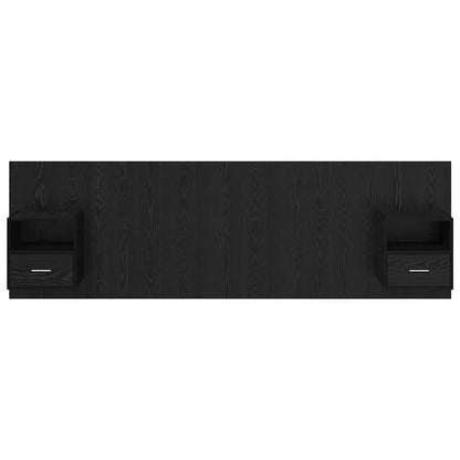 Headboard with Cabinet 3 pcs Black Oak Engineered Wood